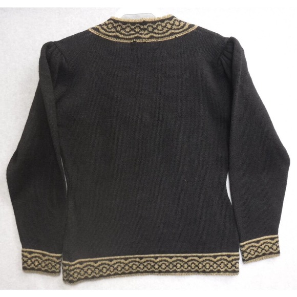 Woman's Herman Geist Hand Embroidered Wool Acrylic Fox V-neck Pullover Sweater L - Picture 5 of 9